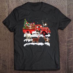 goat riding red truck christmas t-shirt