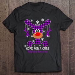 Hope For A Cure Alzheimer Awareness Plaid Reindeer Christmas Shirt