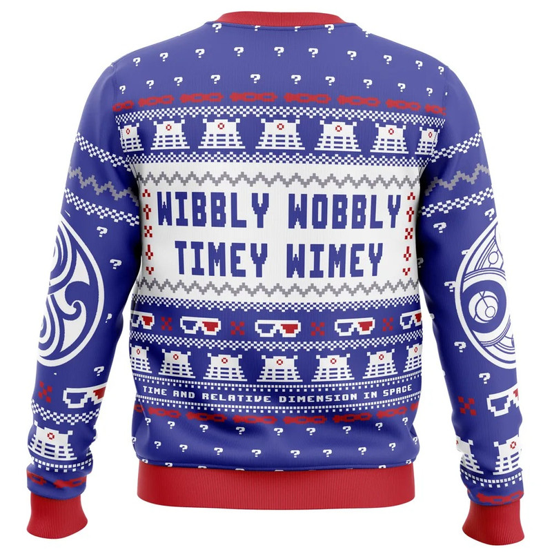 Wibbly Wobbly Doctor Who All Over Print Ugly Hoodie Zip 3D Hoodie 3D Ugly Christmas Sweater 3D Fleece Hoodie