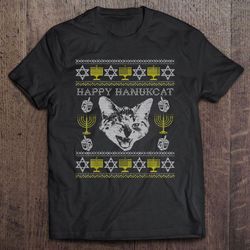 happy hanukcat hannukah jewish cat christmas tshirt