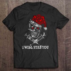 i will stab you christmas rhinestone smiling phlebotomist skull tshirt