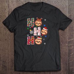 ho ho ho sloth santa hat christmas t-shirt
