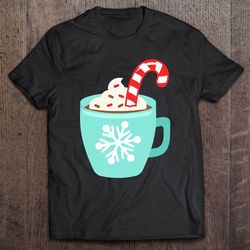 hot cocoa with candy cane cream christmas tshirt