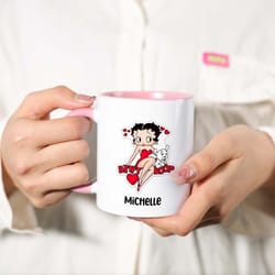betty boop cute coffee mug, custom girl mug gift, mug with text, custom name mug funny girl cartoon gift for her him bi