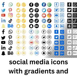 snapchat logo collection of social media icons with gradients and gold