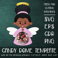 Black Angel Girl | Christmas Candy Dome | Christmas Ornament | Paper Craft Template | Sucker Holder SVG
