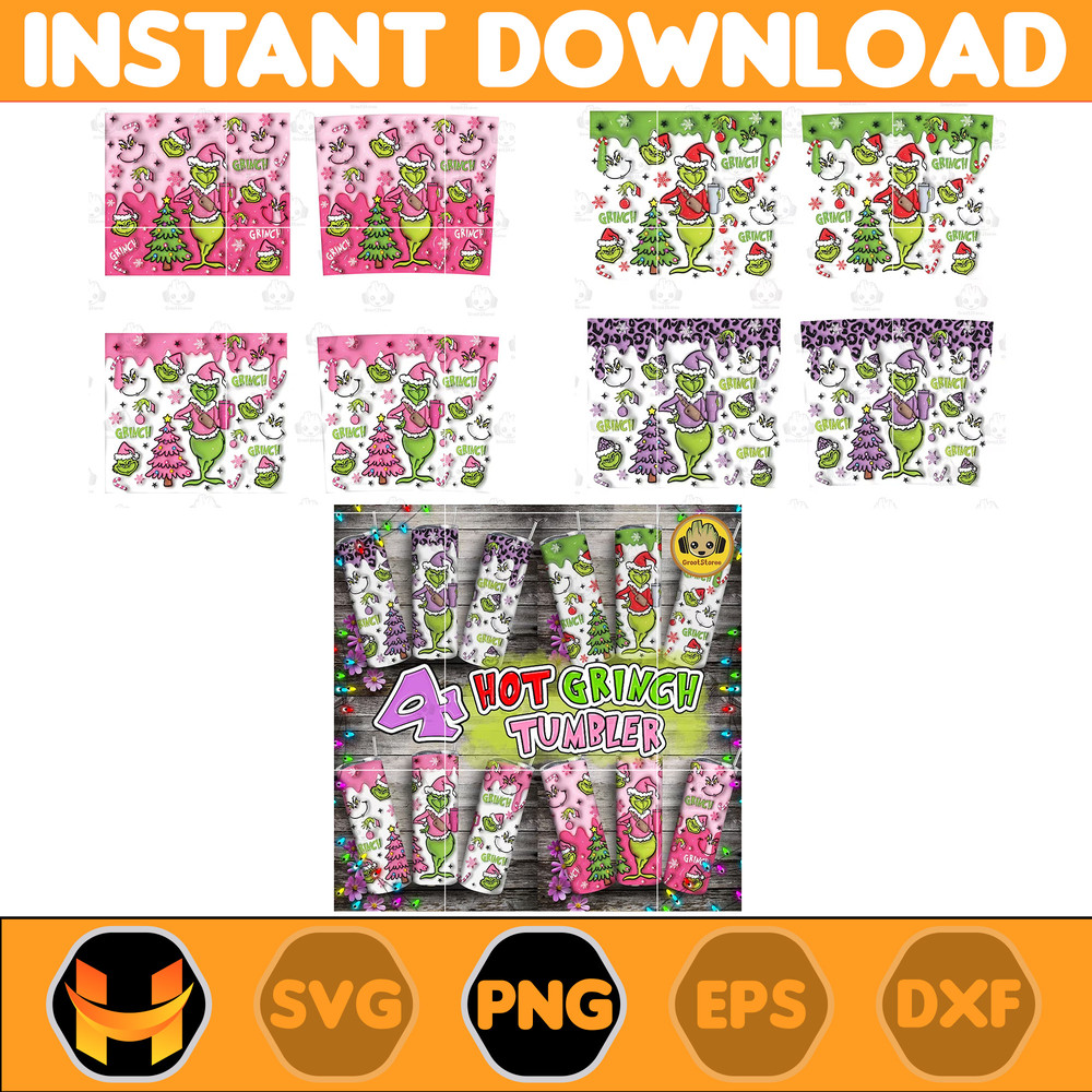 4 Hot Christmas Tumbler Design Wrap Bundle, Pink Christmas 20oz Skinny Tumbler Design, Christmas Movie Tumbler Wrap Png.jpg