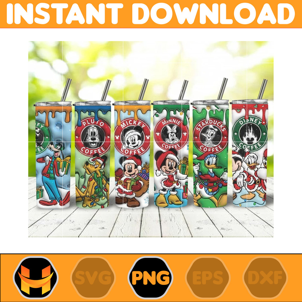 6 Files Bundle Baby Mickey And Friends Christmas Star Coffee 3D Inflated Sublimation Tumbler Design 20 Oz Digital Tumbler Wrap PNG.jpg