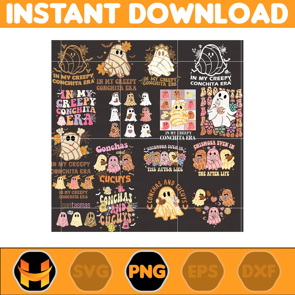 20+ Mexican Ghost Png Bundle, Creepy Conchita Era Png, Conchas and Cucuys Png, Conchas Ghost, Funny Halloween Png, Dia de Muertos, Pan Dulce.jpg