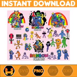 30 rainbow friends clipart png bundle, blue png bundle, rainbow friends png, rainbow blue red orange green premium png,