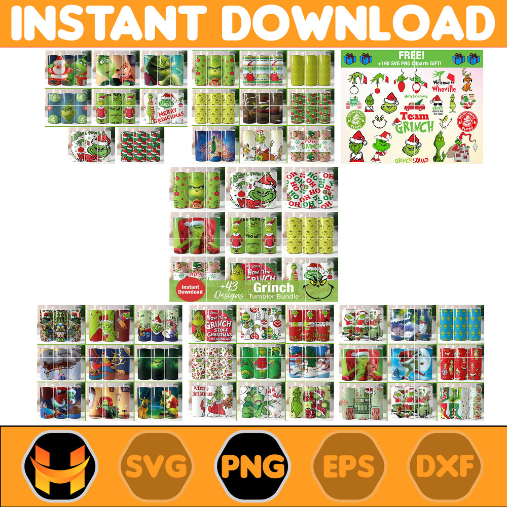 43+ Grinch Tumbler Wrap Bundle, 20 oz Skinny Tumbler Wrap, 20oz Tumbler Png Sublimation Design.jpg
