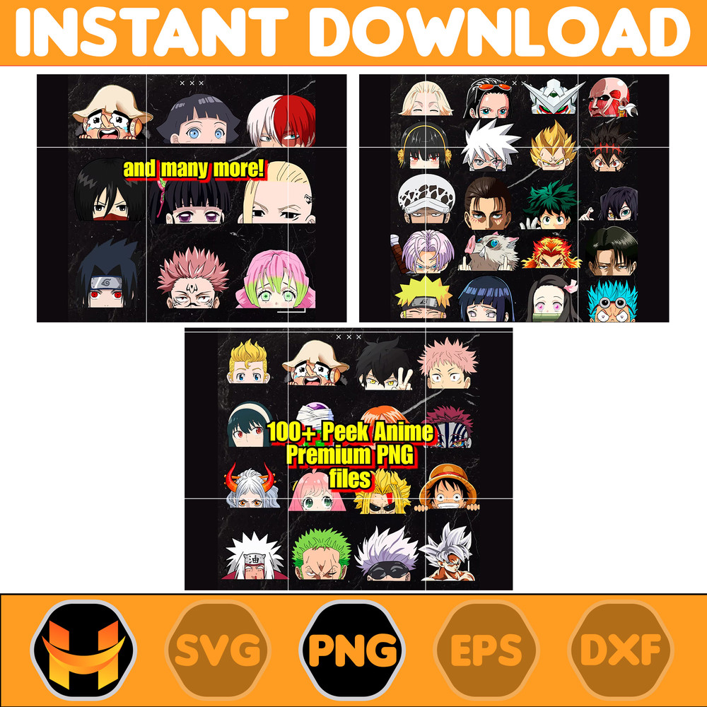 100+ Anime Peeking Premium Graphic Design, Cute , Cool  Anime PNG  Digital download  Print on Demand  Stickers  Anime Peeker Bundle.jpg