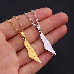 Palestine 18K Gold Plated Map Charm Necklace - Simplistic Palestine Support Pendant Necklace - Free Palestine