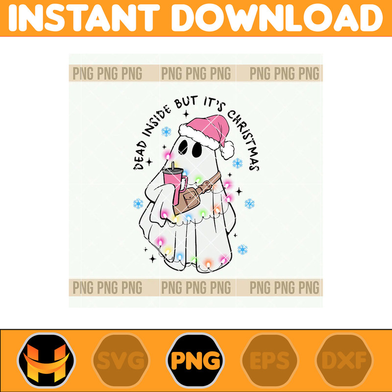 Boojee Ghost Sticker Tumbler Shirt, Stanley Tumbler Inspired Belt Bag PNG Sublimation Design Download, Dead Inside But It’s Christmas PNG.jpg