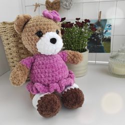 Knit toy bear, knitted teddy bear