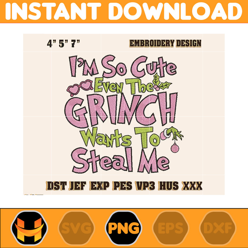 Greenchmas Want To Steal Me Embroidery Machine Design, Christmas Green Monster Embroidery Machine Design, Instant Download.jpg