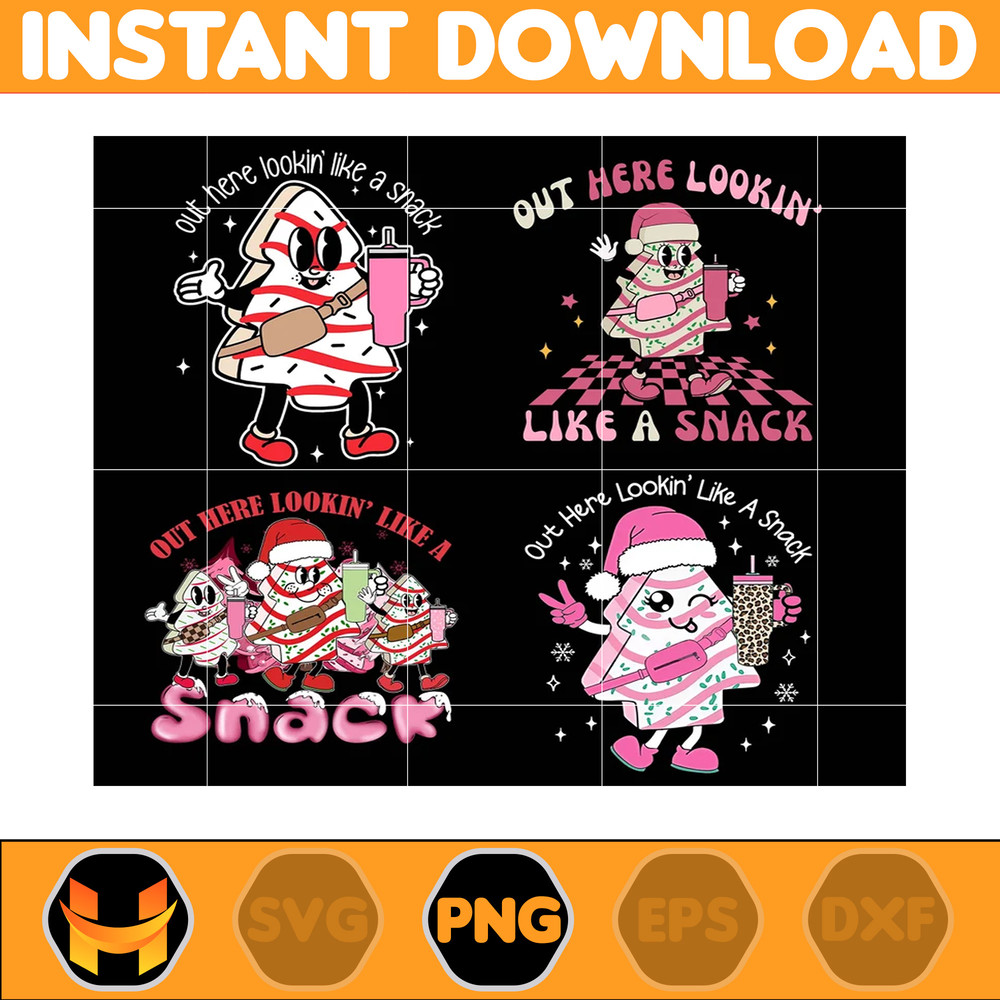 Out Here Lookin Like A Snack PNG Bundle, Boojee Tumbler Inspired Belt Bag Sublimation Design Download, Retro Christmas Tree Cake Png.jpg