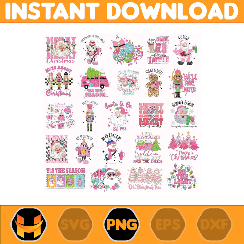 Pink Christmas Png Bundle, Christmas Png Bundle , Christmas Tree Cakes.jpg