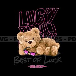 Lucky Teddy Bear Stretwear, Teddy Bear Tshirt Design, Streetwear Teddy Bear PNG, Urban, DTG, DTF 58