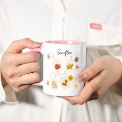 label with flowers coffee mug, music cute mug, gift for music lovers, concert mug mug gift for her him birthday gift ch