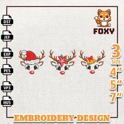 merry christmas 2023 embroidery machine design, christmas reindeer faces embroidery machine design, instant download