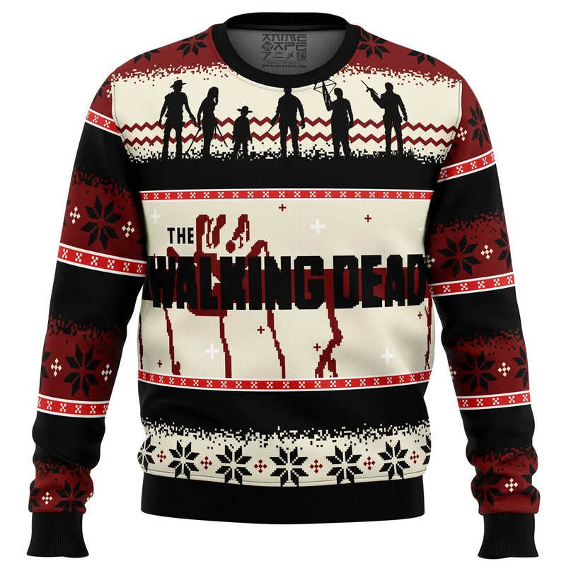 The Walking Dead All Over Print Ugly Hoodie Zip 3D Hoodie 3D Ugly Christmas Sweater 3D Fleece Hoodie