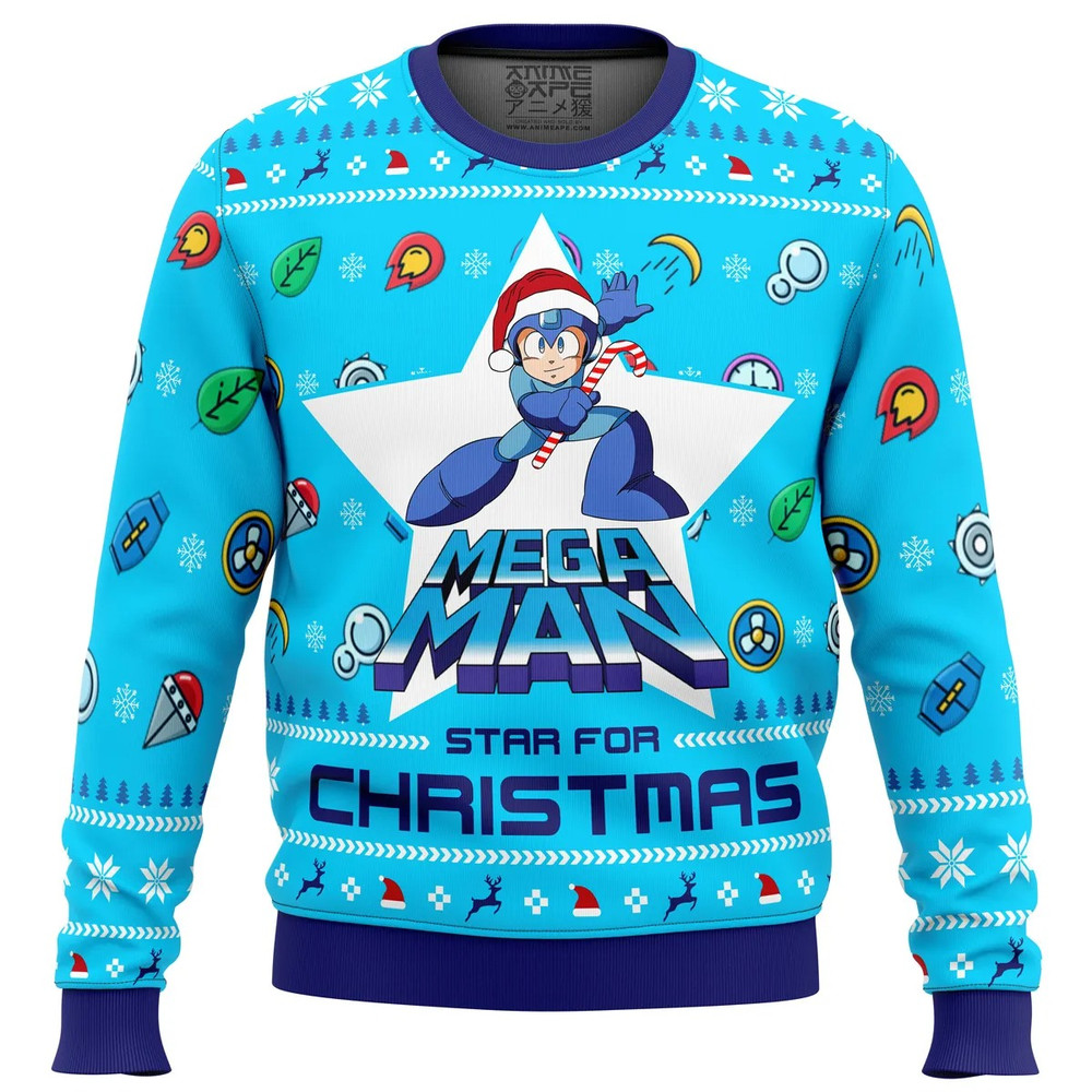 Mega Man Mega Christmas All Over Print Ugly Hoodie 3D Zip Hoodie 3D Ugly Christmas Sweater 3D Fleece Hoodie