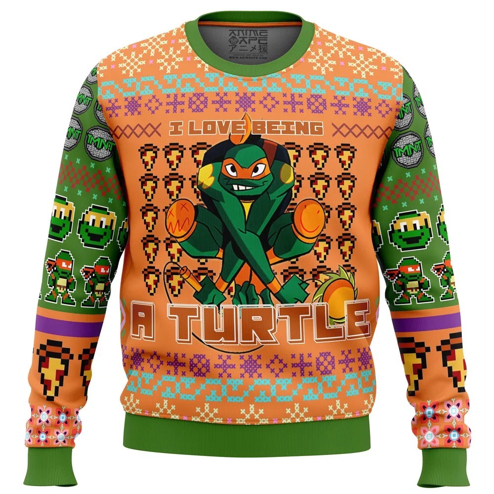 Michelangelo Rise of the Teenage Mutant Ninja Turtle Ugly Hoodie Zip Hoodie 3D Ugly Christmas Sweater 3D Fleece Hoodie