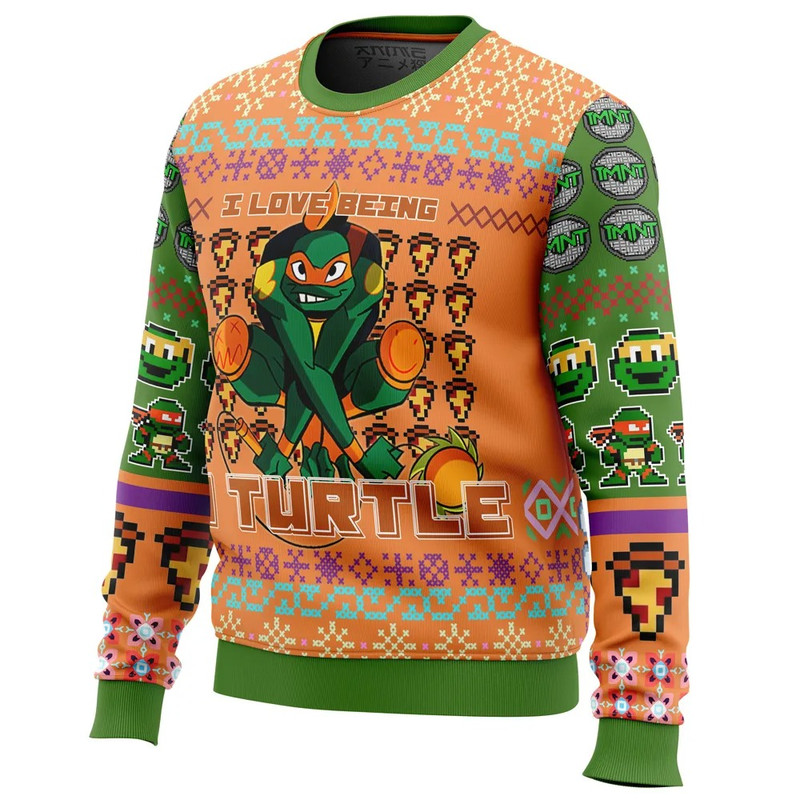 Michelangelo Rise of the Teenage Mutant Ninja Turtle Ugly Hoodie Zip Hoodie 3D Ugly Christmas Sweater 3D Fleece Hoodie