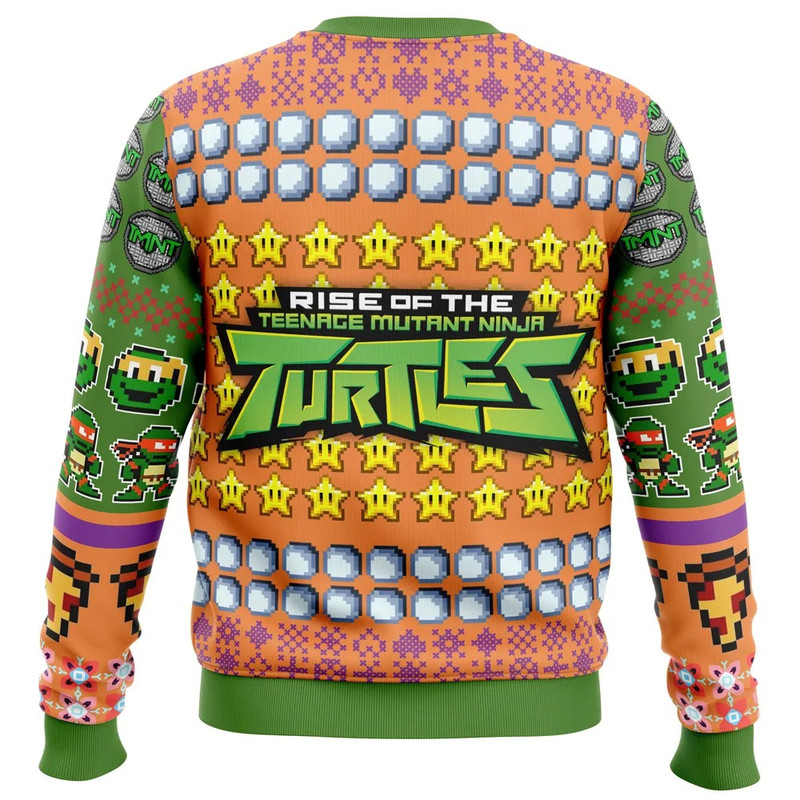 Michelangelo Rise of the Teenage Mutant Ninja Turtle Ugly Hoodie Zip Hoodie 3D Ugly Christmas Sweater 3D Fleece Hoodie