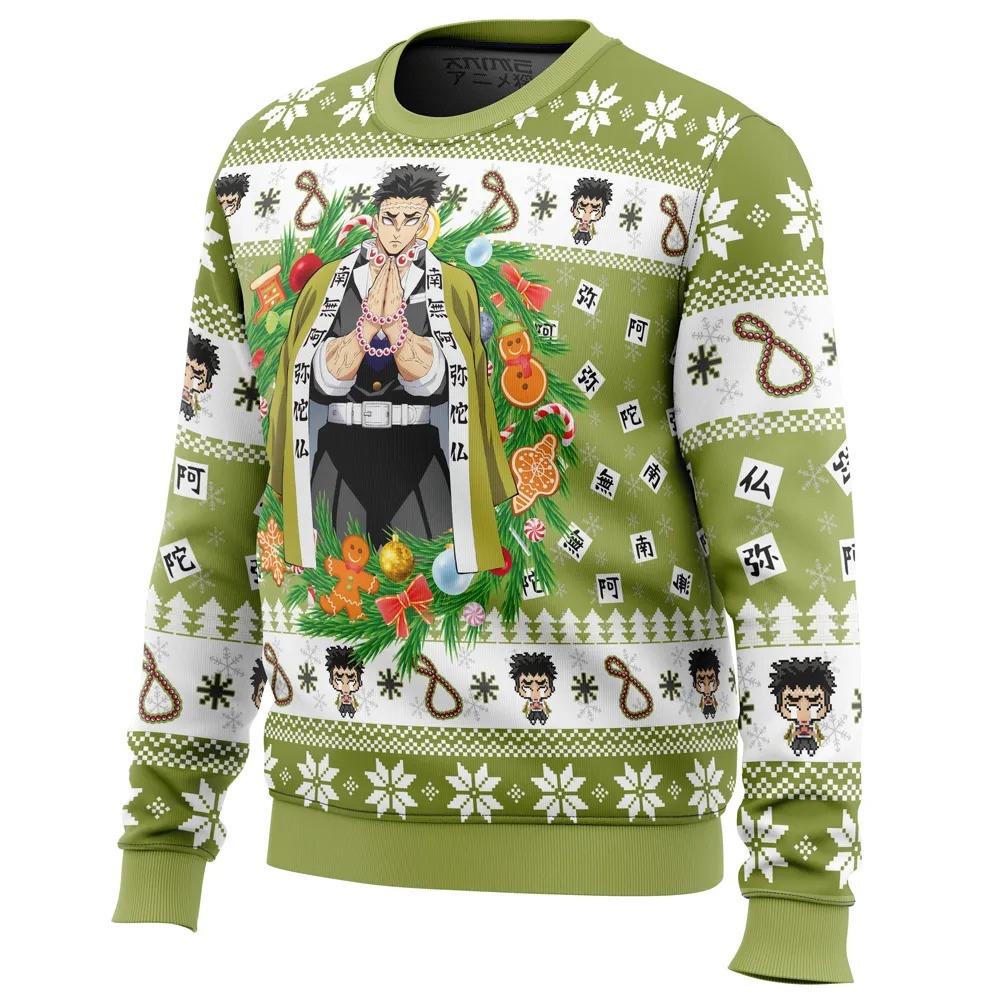 Christmas Gyomei Himejema Demon Slayer All OVer Print Ugly Hoodie Zip Hoodie 3D Ugly Christmas Sweater 3D Fleece Hoodie