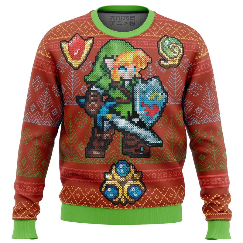 Zelda Link Gems All OVer Print Ugly Hoodie 3D Zip Hoodie 3D Ugly Christmas Sweater 3D Fleece Hoodie