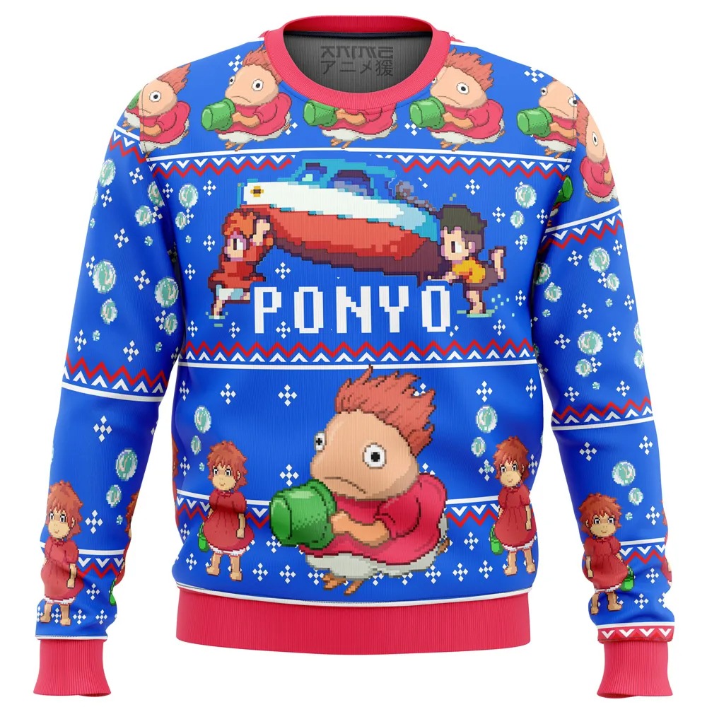 Magical PONYO All OVer Print Ugly Hoodie 3D Zip Hoodie 3D Ugly Christmas Sweater 3D Fleece Hoodie