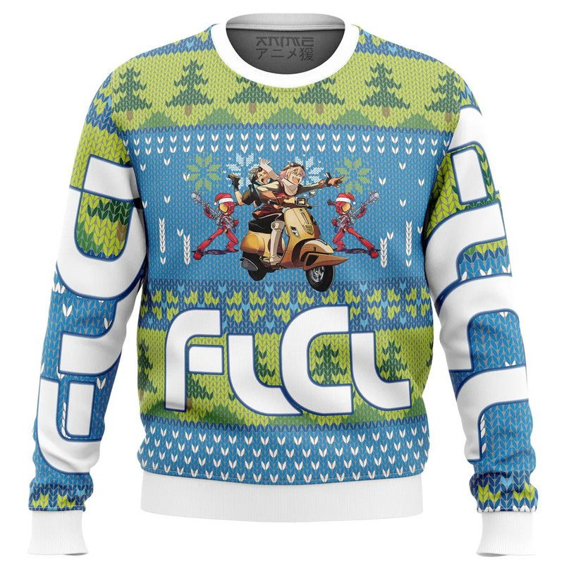 FLCL Fooly Cooly All OVer Print Ugly Hoodie 3D Zip Hoodie 3D Ugly Christmas Sweater 3D Fleece Hoodie