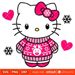 Hello Kitty Ugly Sweater Svg, Christmas Svg, Sanrio Christmas Svg, Kawaii Svg, Cricut, Silhouette Vector Cut File
