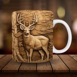 3d deer mug sublimation 11oz, 15oz mug sublimation wrap, digital download mug png, whitetail deer hunting hunter coffee