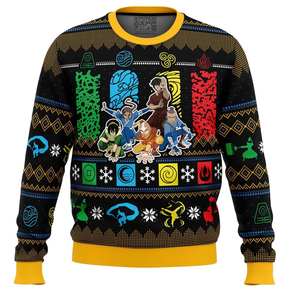Christmas Avatar Last Airbender All OVer Print Ugly Hoodie 3D Zip Hoodie 3D Ugly Christmas Sweater 3D Fleece Hoodie