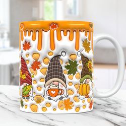 3d gnomes mug wrap, fall vibes inflated sublimation design png, 11oz and 15oz halloween spooky vibes puffy mug wrap.jpg