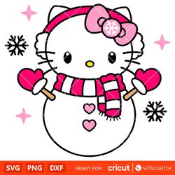 Hello Kitty Cute Snowman Svg, Christmas Svg, Sanrio Christmas Svg, Kawaii Svg, Cricut, Silhouette Vector Cut File