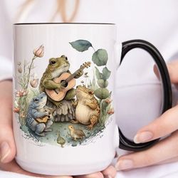 frog mug, toad, cottagecore, frog band, wildflowers, storybook, birthday gift, nature lover, milf, man i love frogs, flo