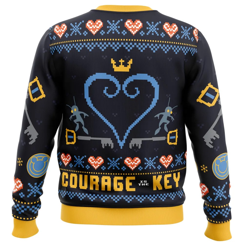 Courage is the Key Kingdom Hearts All Over Print Ugly Hoodie 3D Zip Hoodie 3D Ugly Christmas Sweater 3D Fleece Hoodie