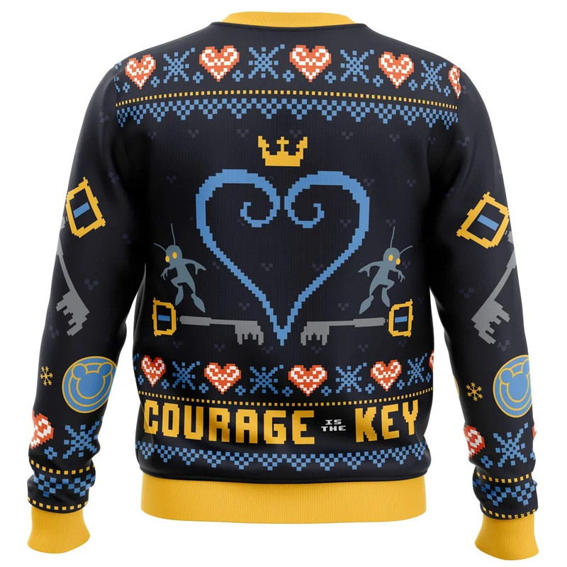Courage is the Key Kingdom Hearts All Over Print Ugly Hoodie 3D Zip Hoodie 3D Ugly Christmas Sweater 3D Fleece Hoodie