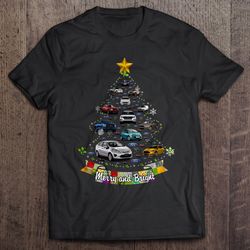 merry and bright french bulldog christmas tree tshirt