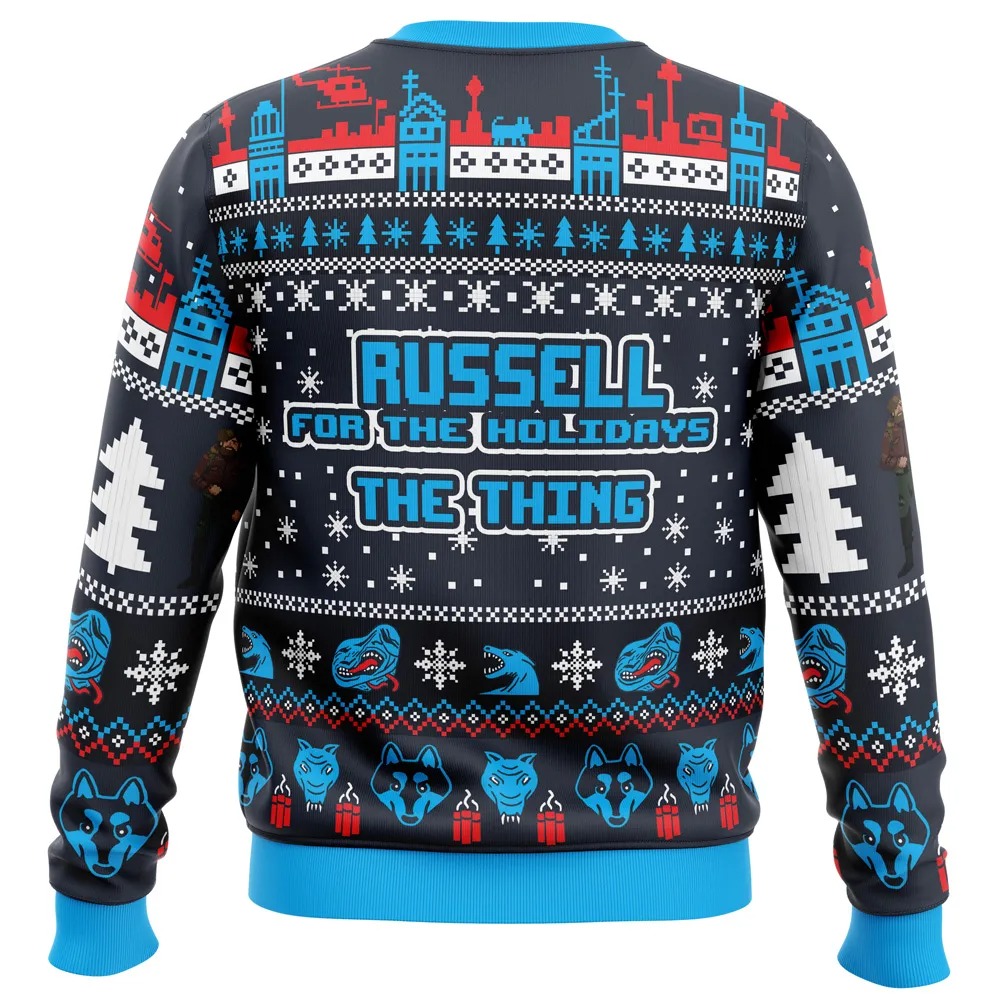 Russell for the Holidays The Thing All Over Print Ugly Hoodie 3D Zip Hoodie 3D Ugly Christmas Sweater 3D Fleece Hoodie