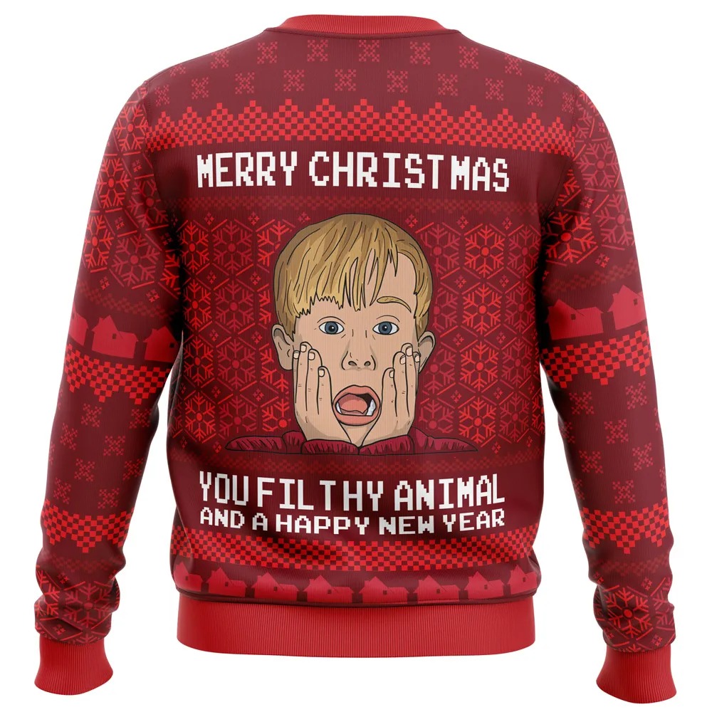 Merry Christmas Home Alone All Over Print Ugly Hoodie 3D Zip Hoodie 3D Ugly Christmas Sweater 3D Fleece Hoodie
