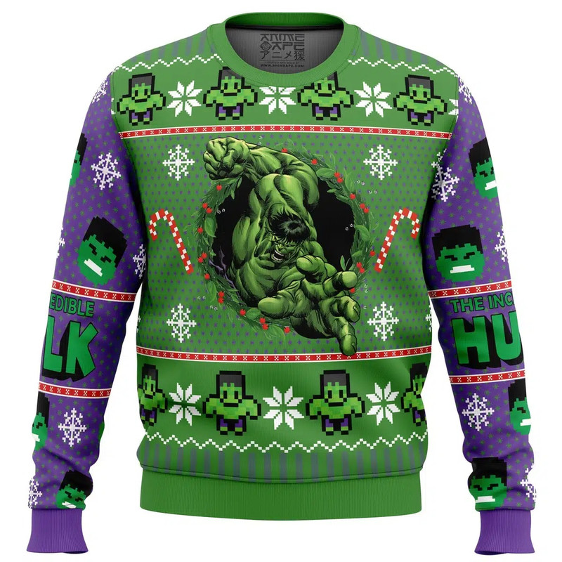 The Incredible Hulk All Over Print Ugly Hoodie 3D Zip Hoodie 3D Ugly Christmas Sweater 3D Fleece Hoodie