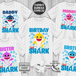 baby shark birthday png family bundle digital download