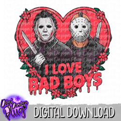 i love bad boys png- vorhees and myers png- halloween bad boys png- instant download