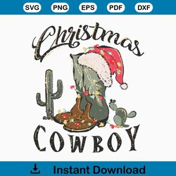 christmas cowboy boot howdy santa svg digital files