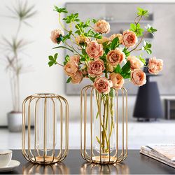 modern lantern-shaped metal vase